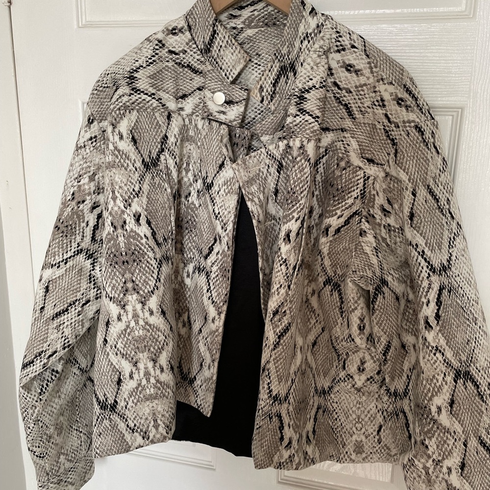 Python/snake print denim jacket